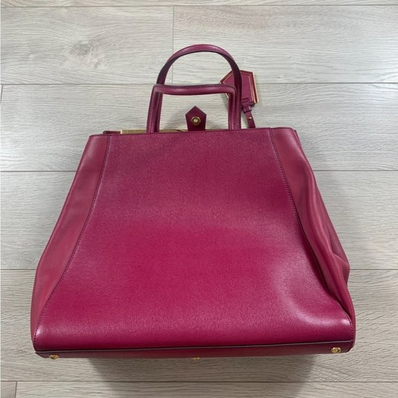 Fendi Medium 2Jours Fuchsia Pink Leather Satchel Tote - Picture 4 of 16